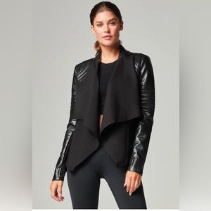 Blanc Noir Drape Front Jacket In Black Size M